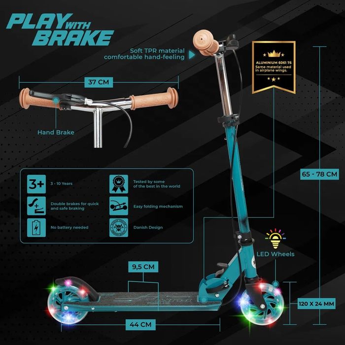 Vând trotinetă Story Play pentru Copii cu Frână de Mână și Roți LED