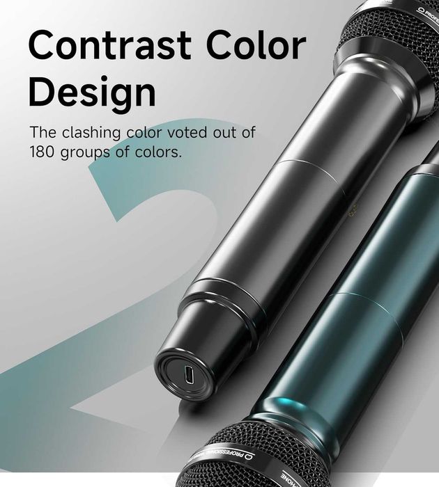 Безжични микрофони, професионален UHF двоен микрофон с обхват 74 метра