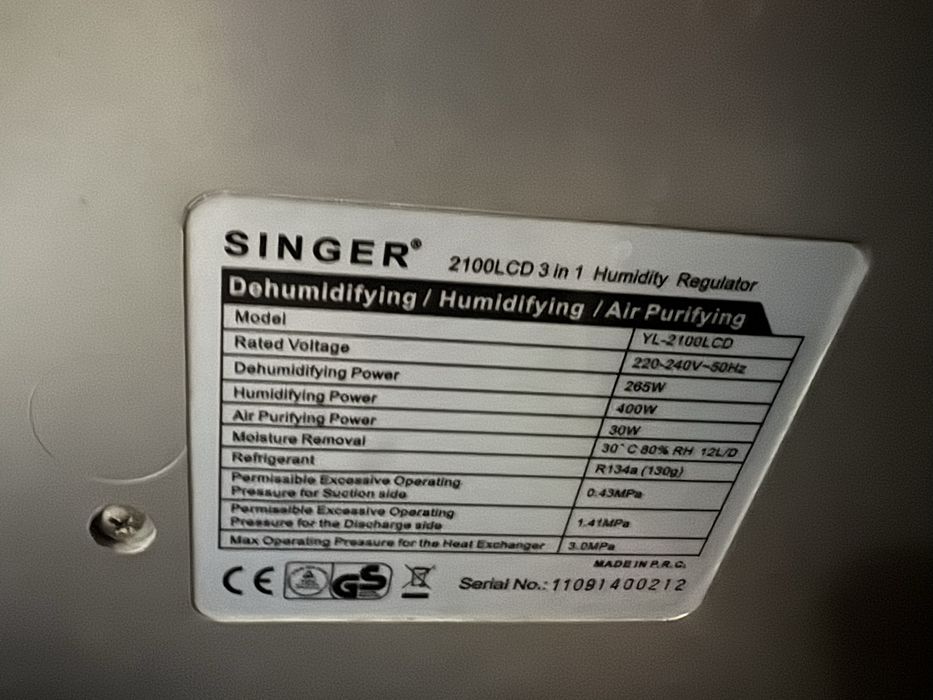 Dezumidificator SINGER 2100LCD