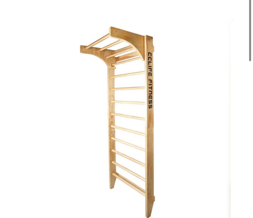 Bară de tracțiuni cu spalier din lemn CCLIFE Fitness, montaj pe perete