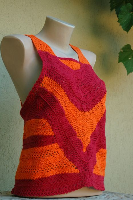 ~top.damă.orange~hand.made~unicat~
