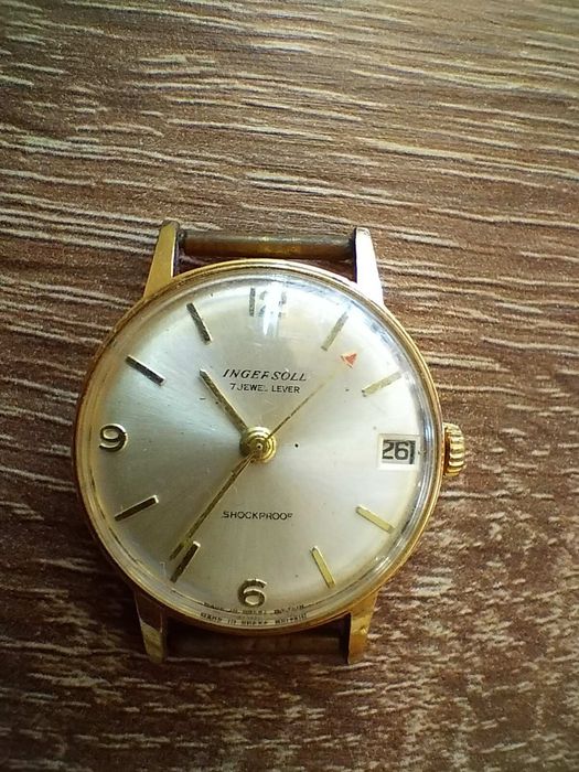 Винтидж часовник Ingersoll 1960-те, Англия, 7 Jewels с дата