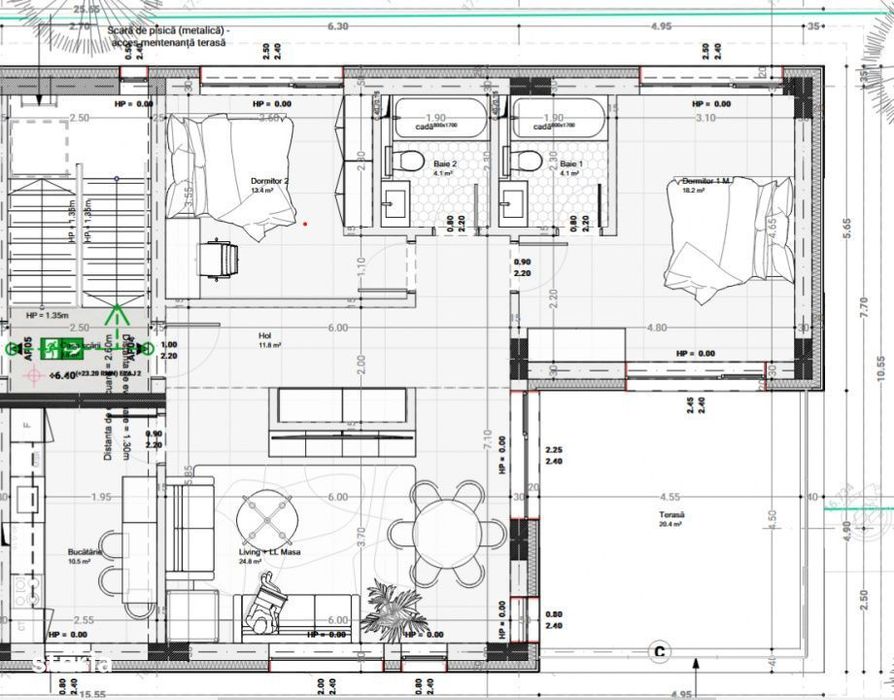 Apartament 3 camere Faleza Nord| 107,3mp|terasa 20,4 mp|bloc boutique