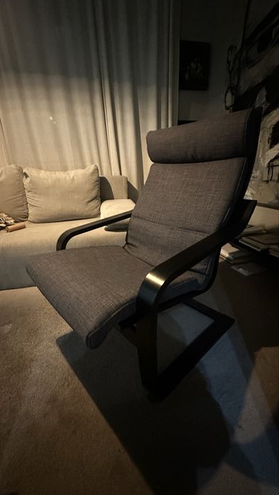 Fotoliu IKEA POÄNG – negru-maro / Hillared antracit