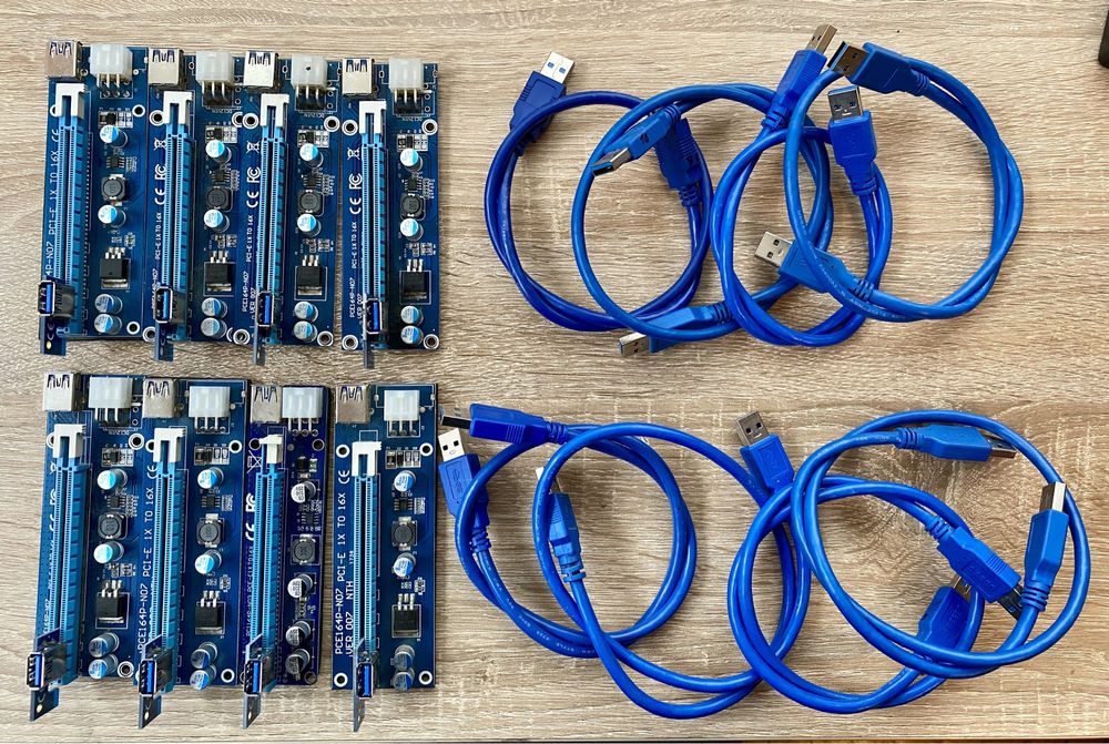 Riser 8buc, cabluri SATA la 6 si 8 pini (minat, 3070,3080, pt riser)