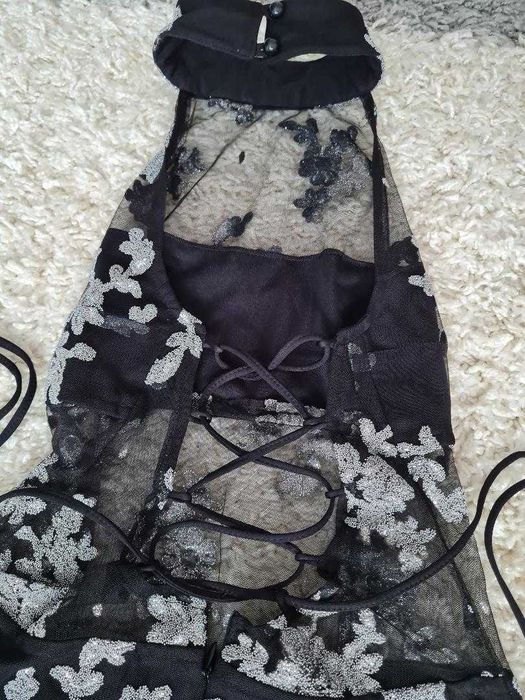 Rochie midi de ocazie, insertie brodata, marime 36/38