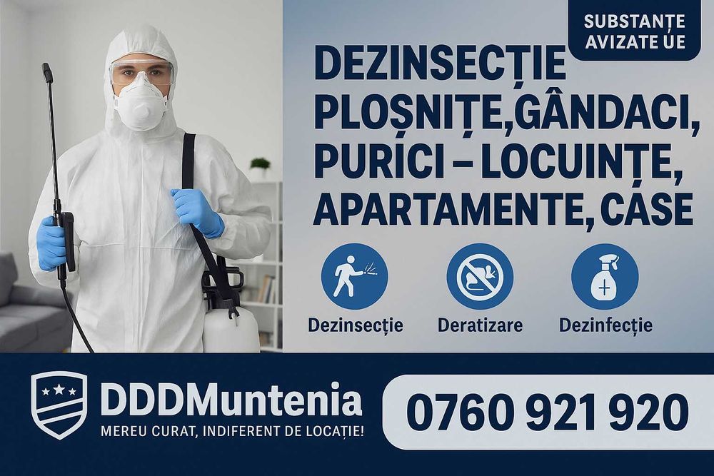 Dezinsecție ploșnițe, gândaci, purici – locuințe–București și Muntenia