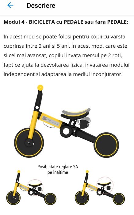 Tricicleta multifunctionala pana la 5 ani