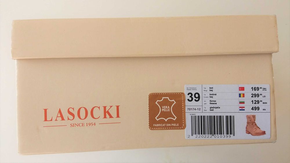 Ghete Lasocki de dama din piele naturala, bej, marimea 39