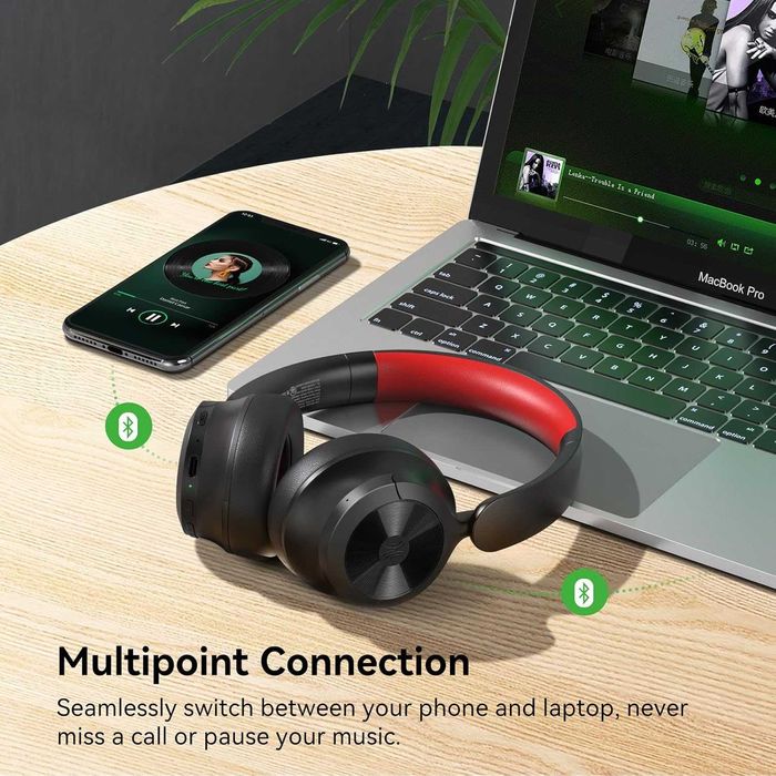 OneOdio Focus A1 Pro Безжични слушалки с активно шумопотискане,червени