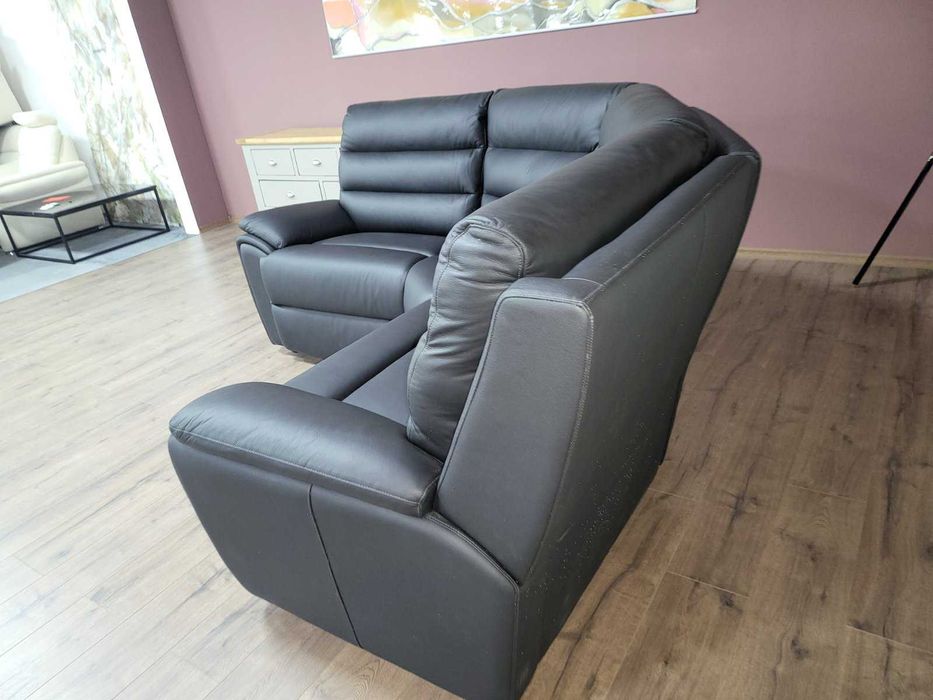 Черен кожен ъглов диван La-z-boy