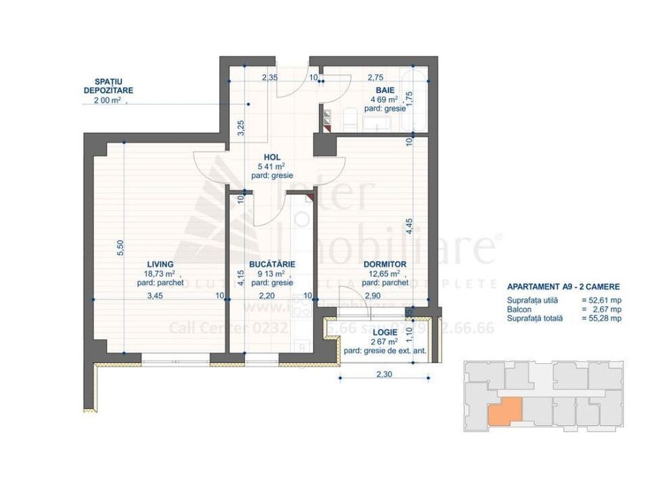 Apartament  2 camere Cug , 55 mp, la tramvai Cod:152238