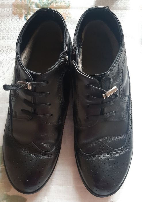 Кожанные полуботинки утепленные