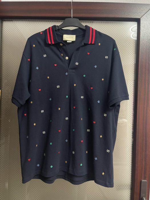 Tricou polo bleumarin barbati - Gucci - XXL - stare foarte buna