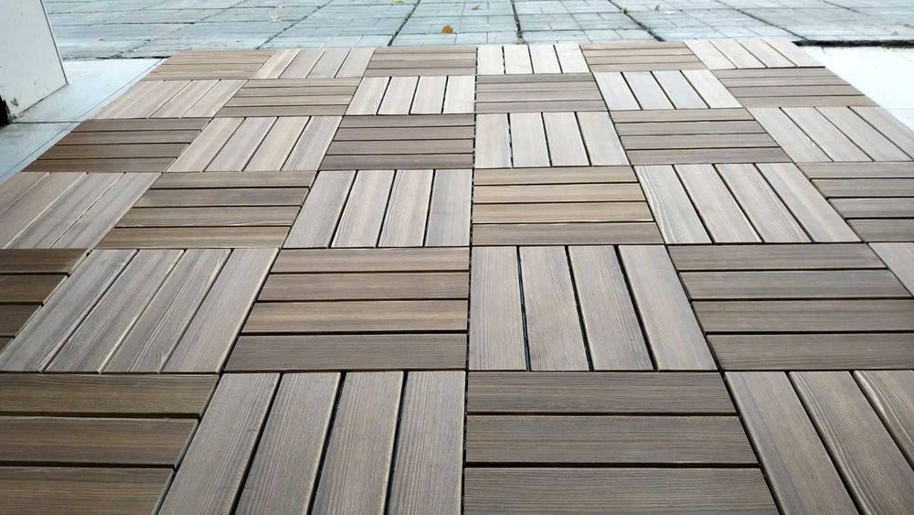 Безплатна доставка! Дървени декинг плочки 30/30 см. на подложка с клик