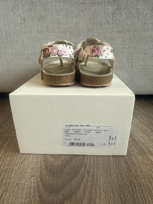 Детски сандали D&G Junior – №26/27, розови на цветя