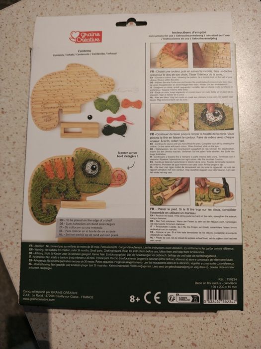 Set nou Kit string art pentru copii, model cameleon, Graine Creative