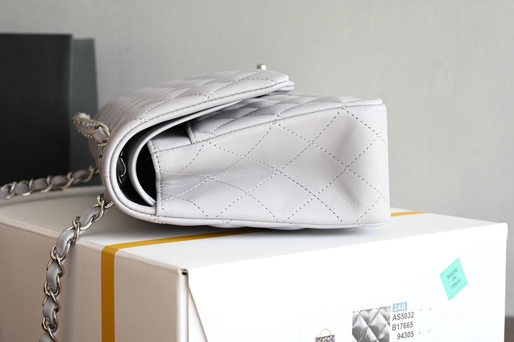 Geanta Chanel classic 25cm, platinum, tip Premium