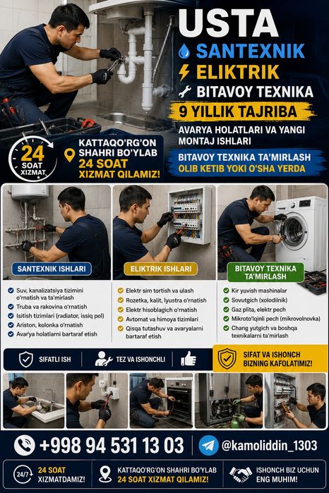 Santexnik eliktrik xizmatlari