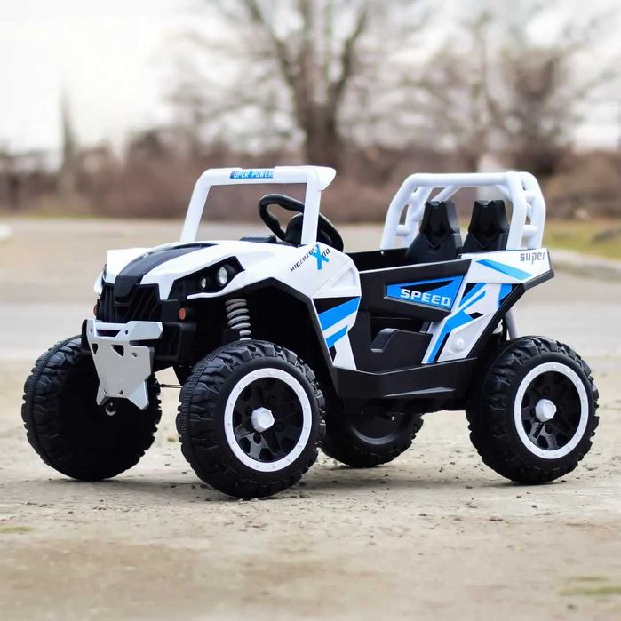 UTV electric Kinderauto RSR 4x 30w 12V cu roti moi, scaun tapitat Blue