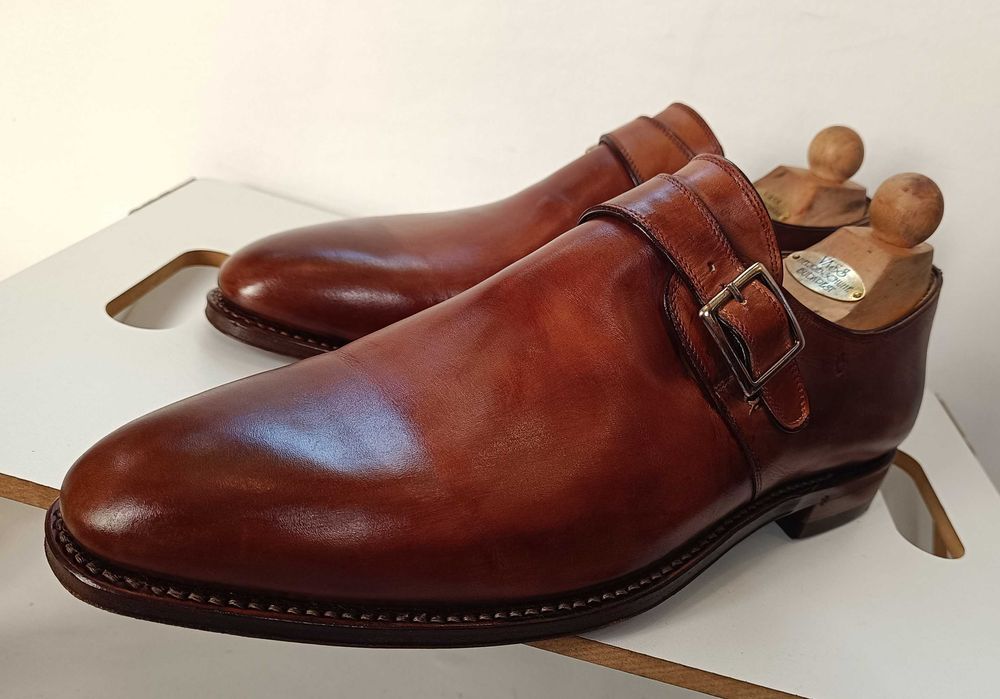 Pantofi de lux 44.5 45 45.5 monk GREVE NOI lucrati manual piele lustru