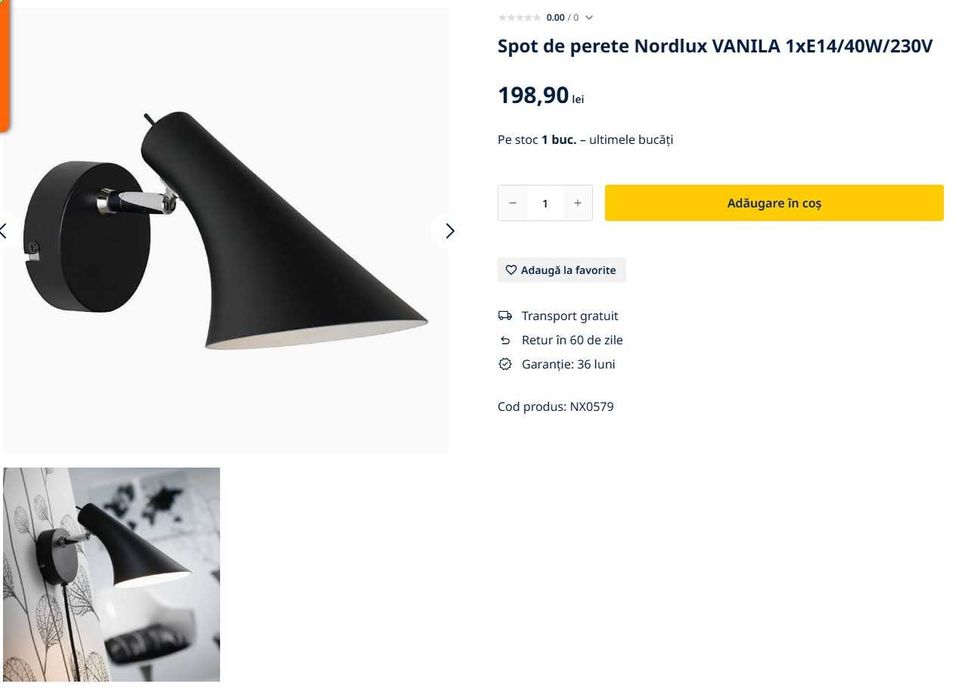 Lampa de perete Nordlux VANILA redus 25%