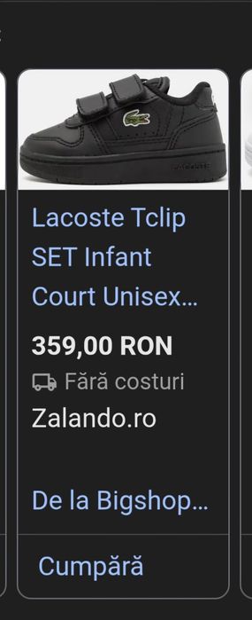 Pantofi sport negri,marca Lacoste mărimea 24 Noi in cutie!