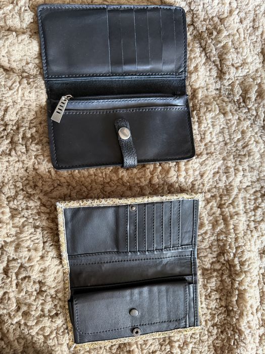 Порфейл от естествена кожа - черен и змийски