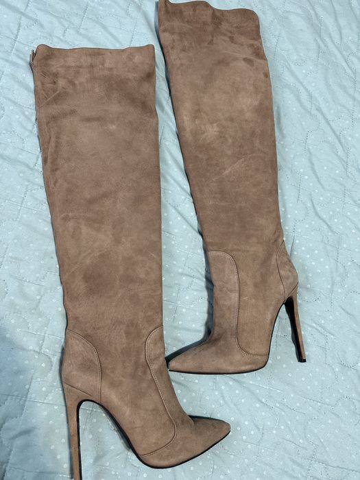 Сапоги ботфорты бежевые