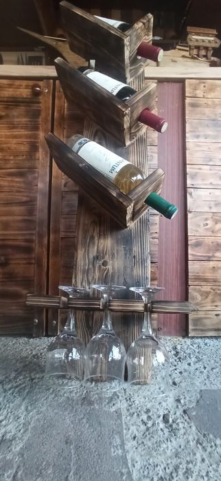 Птоставка/стойка за вино и 3бр чаши