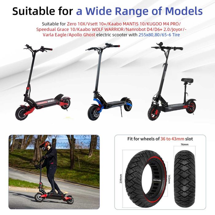 Cauciuc plin 10x3.0 80/65-6 255x80 Zero QuickVolt 10X KuGoo M4 KuKirin