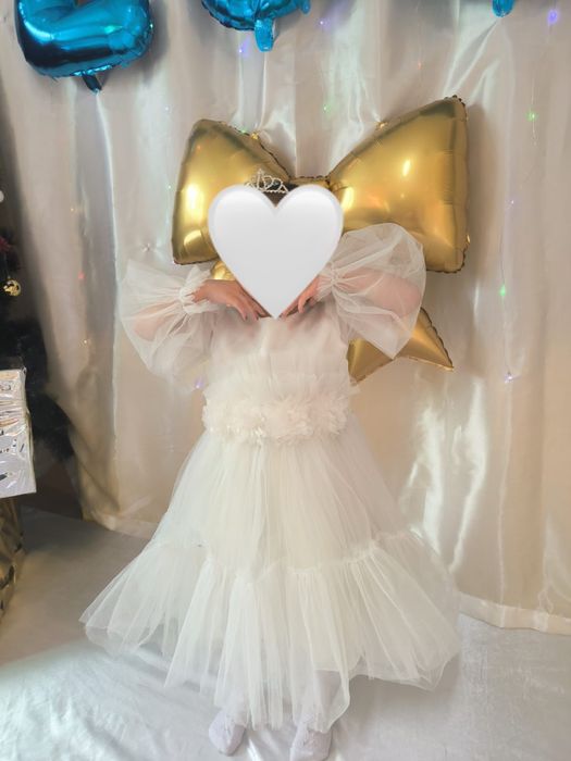 Детский белый бальный платья