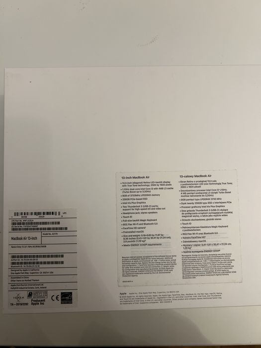 Macbook Air 13'' 2020 - 16GB RAM, SSD 256 GB