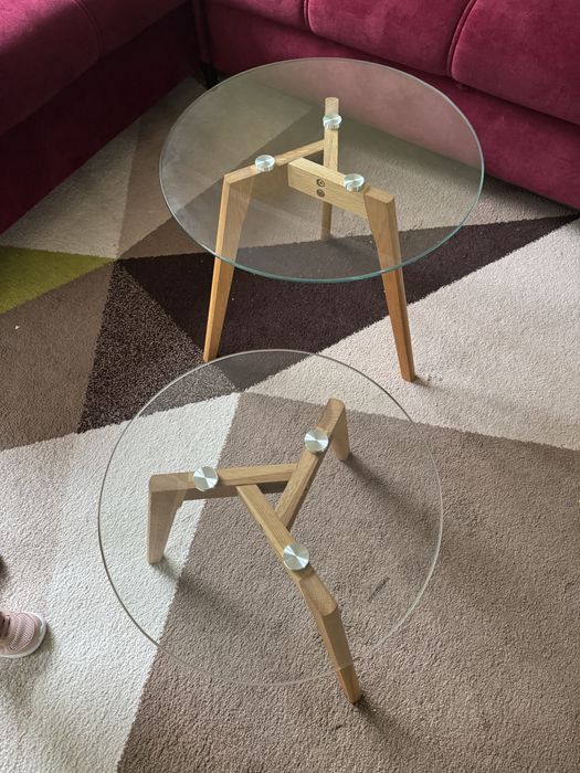 Set de 2 mese de cafea Sticlă