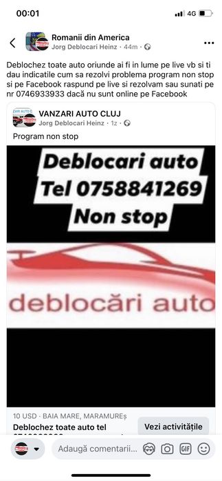 Deblocari Auto non stop fără avari tel 0746933933