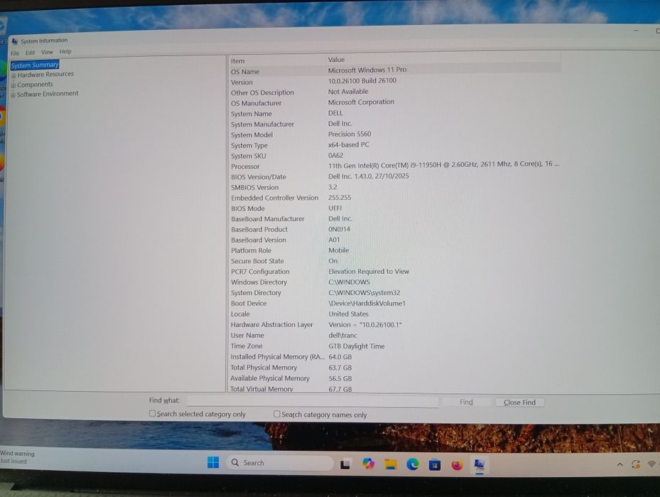 Laptop Dell 5560-i9 vPRO 11950H-64GB DDR4-RTX A2000