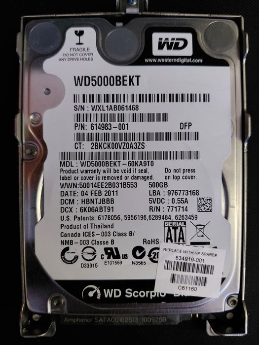 HDD 2.5 laptop WD5000BEKT 500 GB SATA