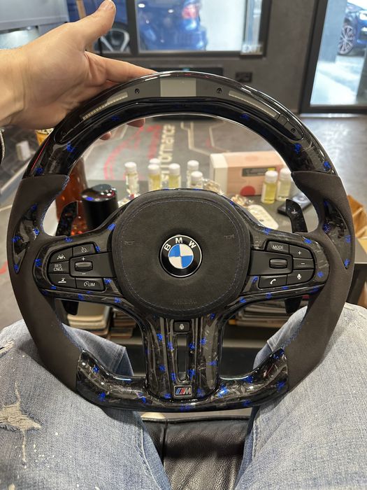 Volan BMW - Carbon Forjat Albastru - Seria G - Incalzire - TJA - Vibro