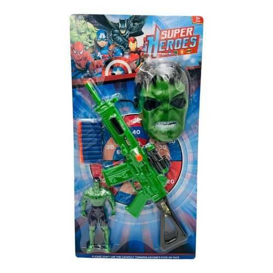 Комплект Хълк с автомат,меки стрели и маска