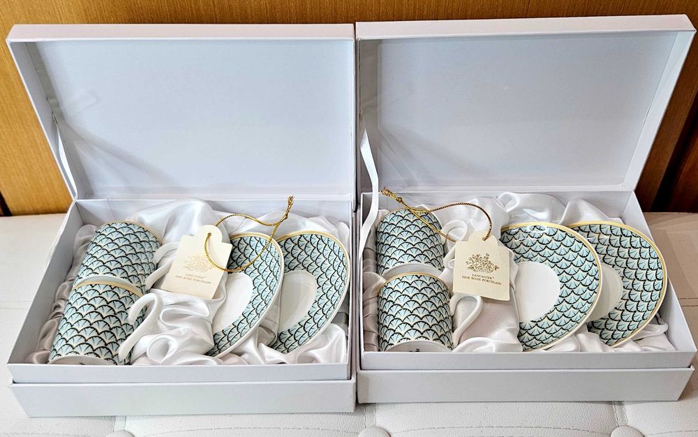 Порцеланов ервиз за кафе Lancaster. 2 комплекта х 2 чаши и чинийки.