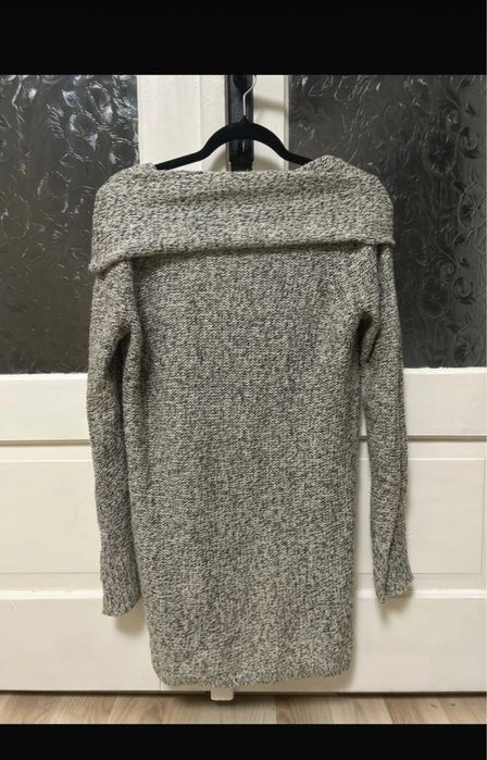 Cardigan lung Gri cu nasturi