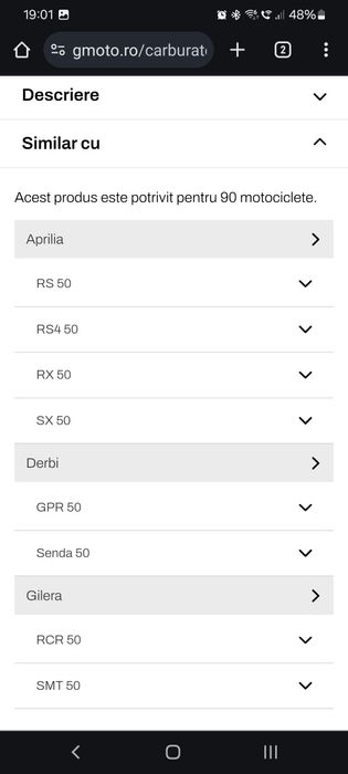 Carburator scuter Vespa S50 2T Dellorto PHVA 17.5 mm ID