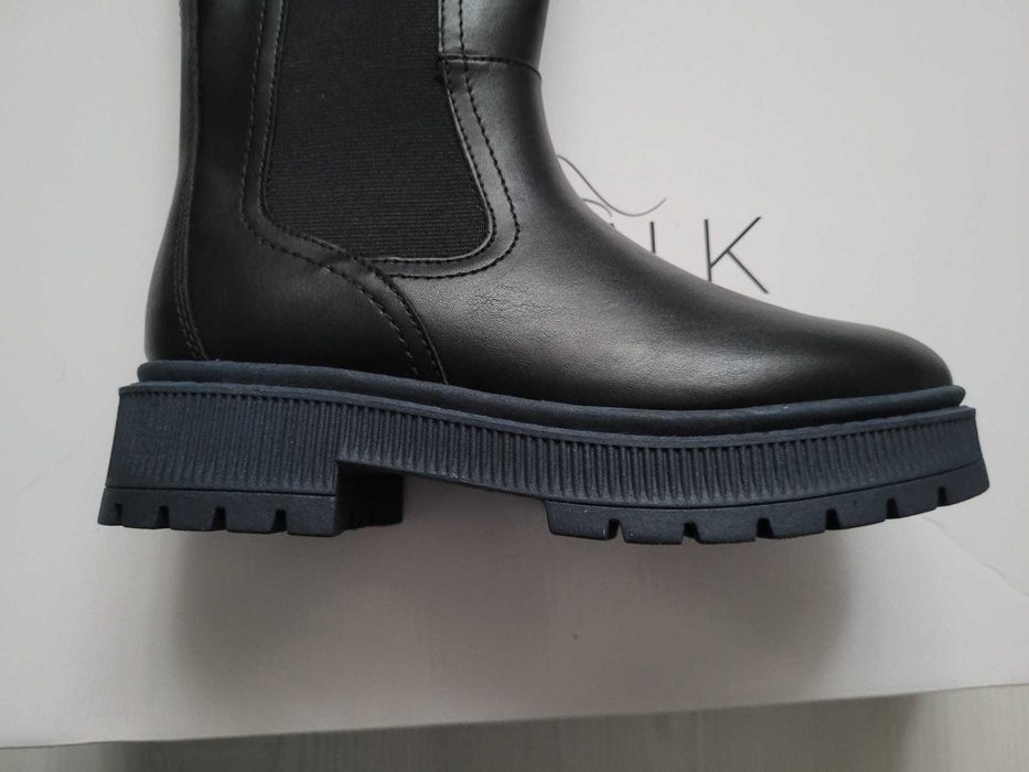 CATWALK Cizme Chelsea Negru cu Bleu, Fermoar, Nr 36, NOU, Cutie