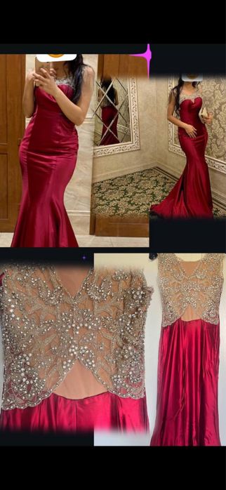 Вечернее бардовое платье в оптяжку