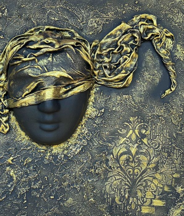 Tablou decorativ, MASCA 3D, unicat, handmade, 50x60cm