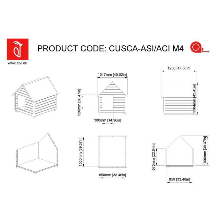 Cusca Caine Lemn Acoperis Ascutit Izolata 4 cm Profile Metalice Antiros Vopsita - 3 Marimi - Fabricat in Romania - atvi.eu