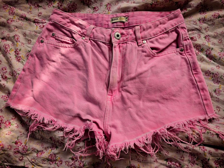 Шорты белые, розовые, джинс