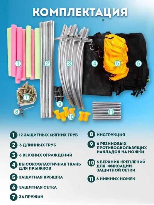 Батут детский каркасный с защитной сеткой batut detskiy batud для дома