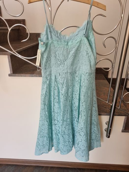 Rochie Inpuff verde menta din dantela, marimea L (Poema, Bsb)