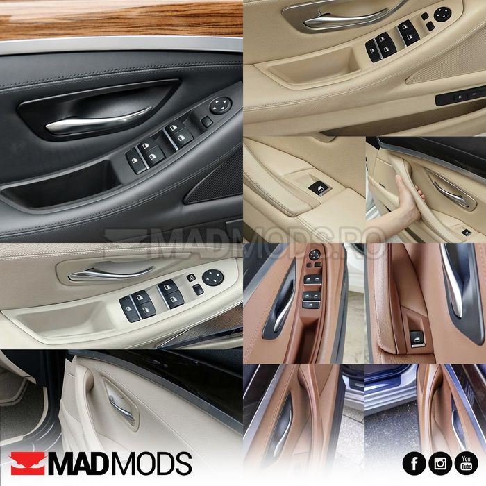 Set 4 manere interior BMW Seria 5 F10 F11, Negre Crem Maro Oyster